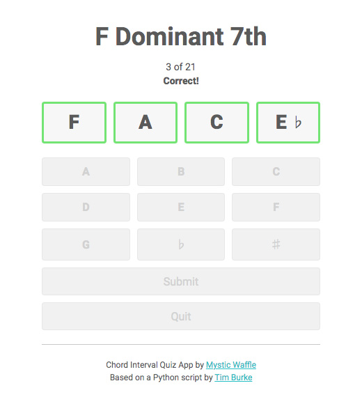 Chord interval quiz question