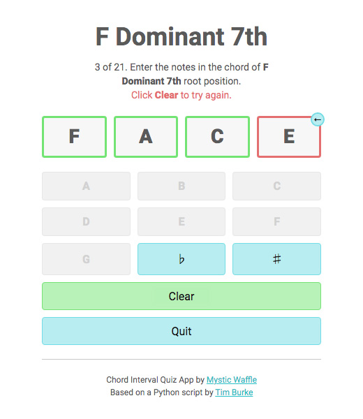 Chord interval quiz question