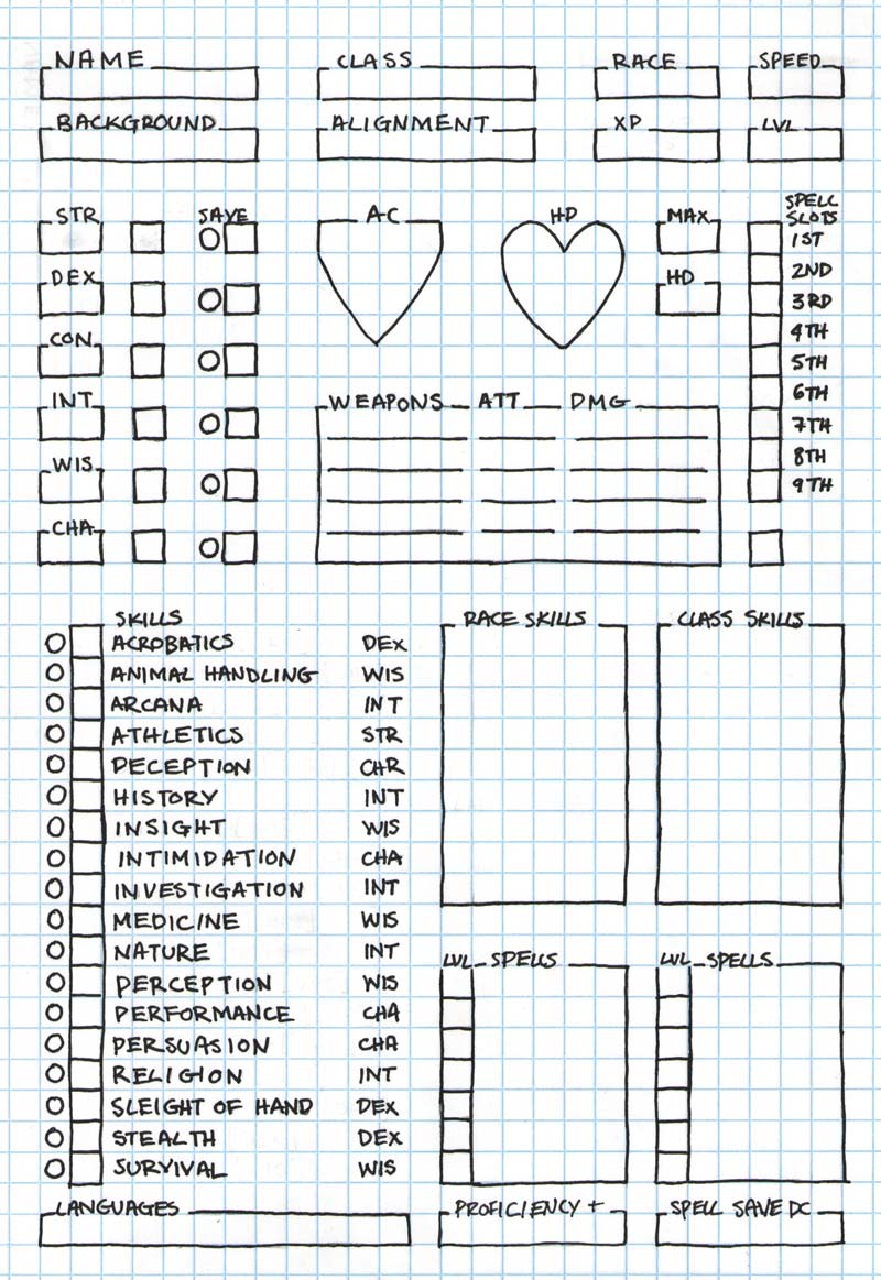 5e Spell Caster Character Sheet