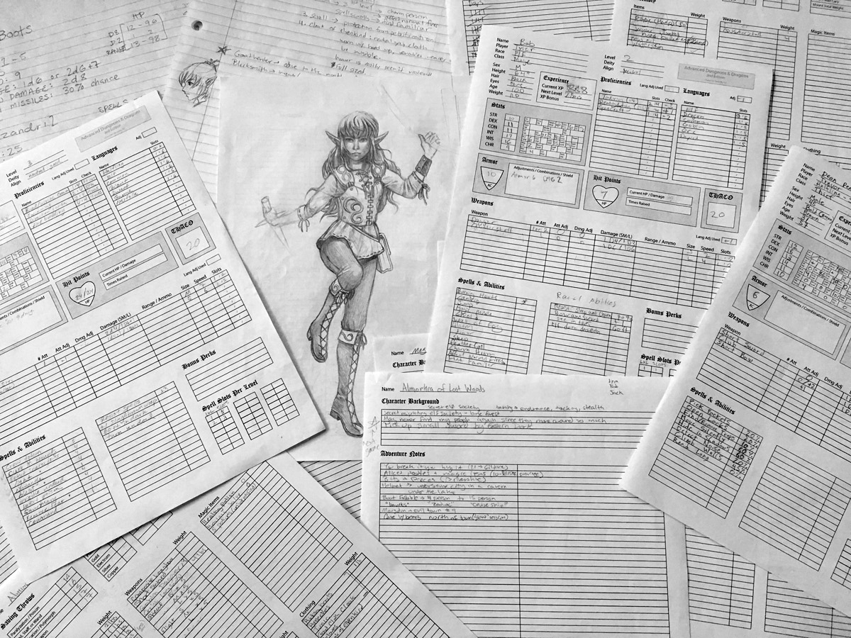 AD&D Player Character Sheets