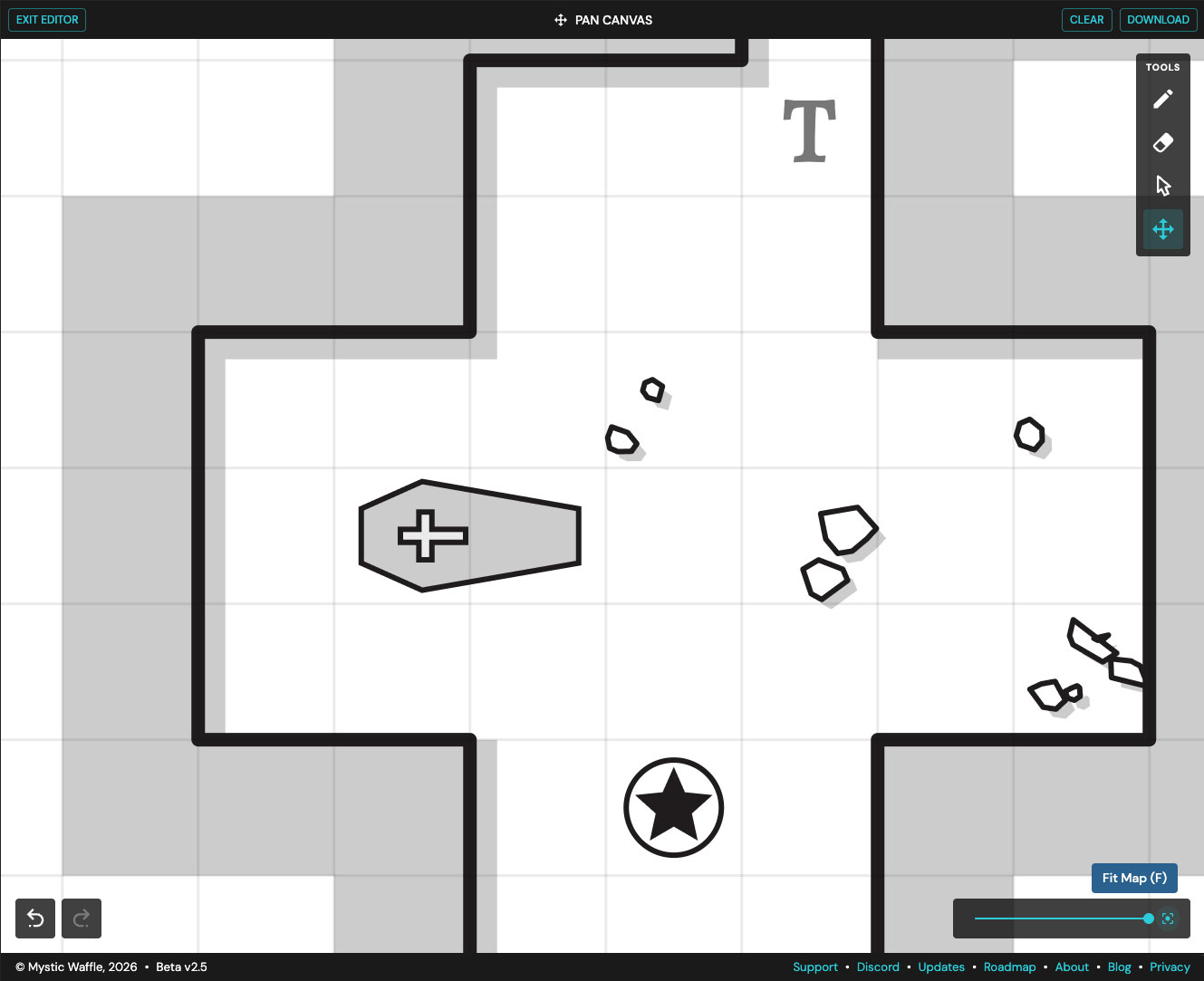 Dungeon map editor zoom and pan tool