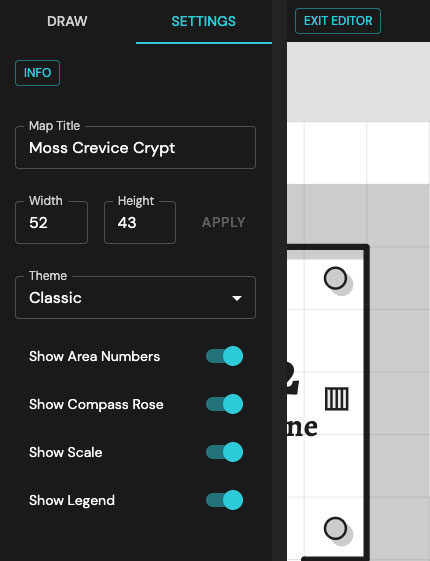Dungeon generator map display settings