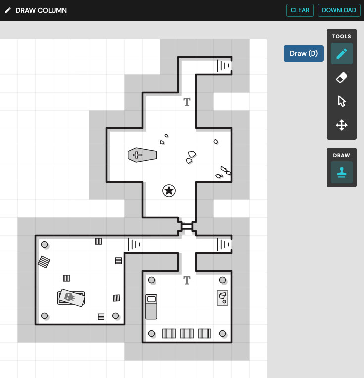 Dungeon drawing app toolbar