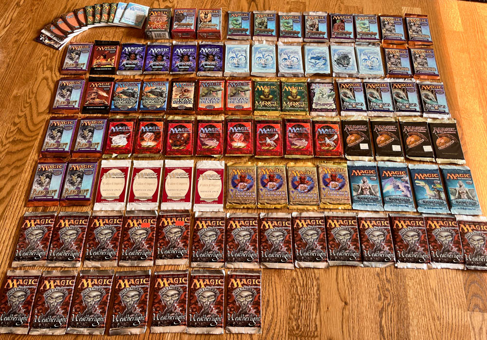 Magic: The Gathering packs from the 90s and 2000s