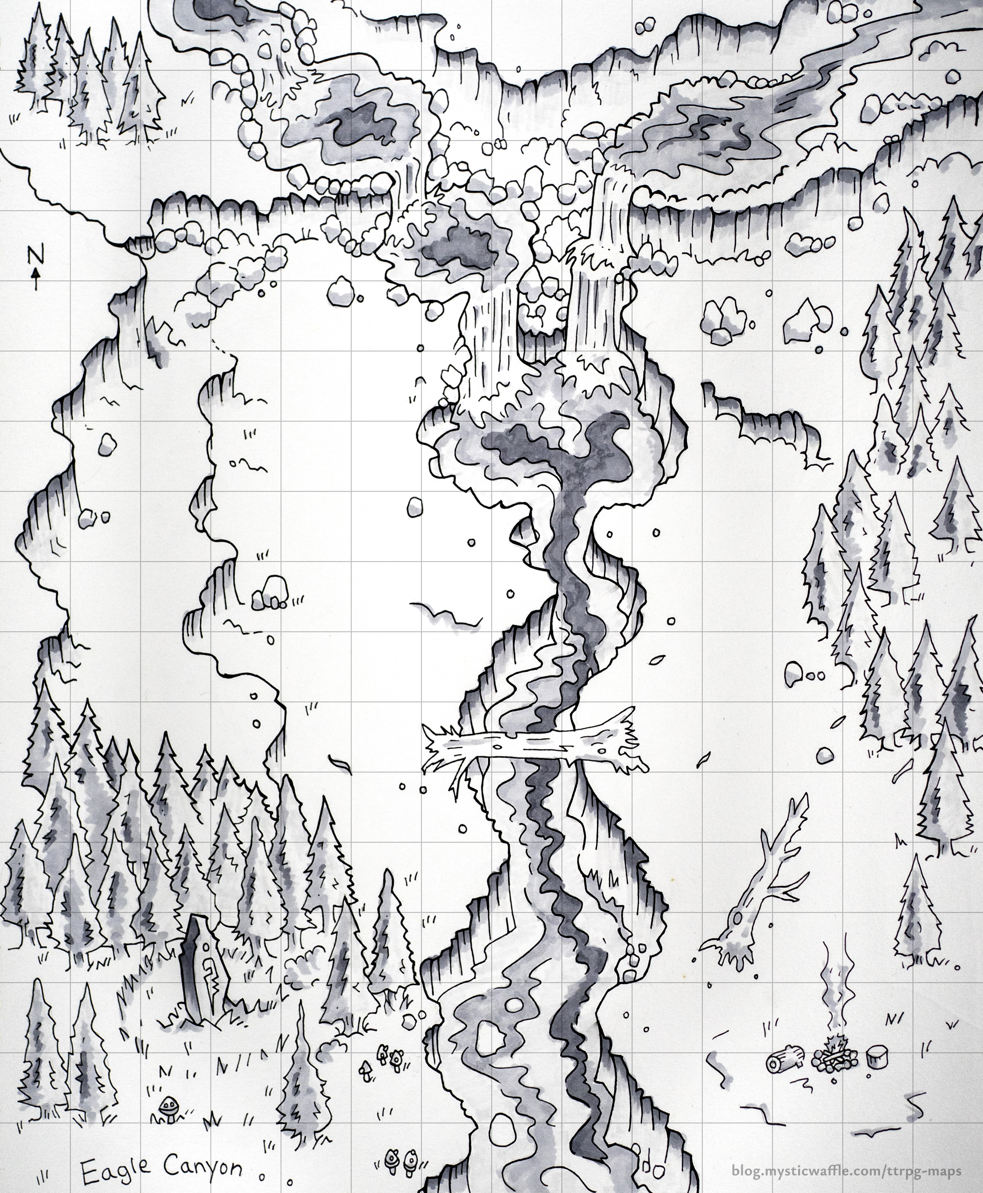 Eagle Canyon Battle Map 14x17 Grid