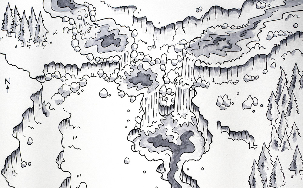 Hand-Drawn Canyon Battle Map for D&D & TTRPG