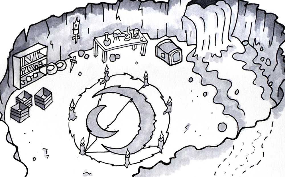 Hand-Drawn Cavern Battle Map for D&D & TTRPG