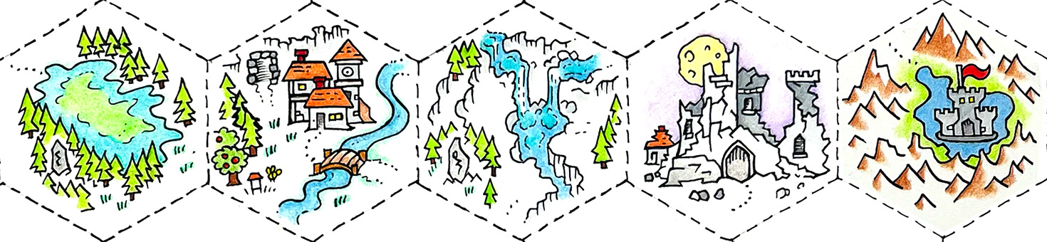 Hand-Drawn D&D Hex Crawl Map & Free Blank Hex Map Template