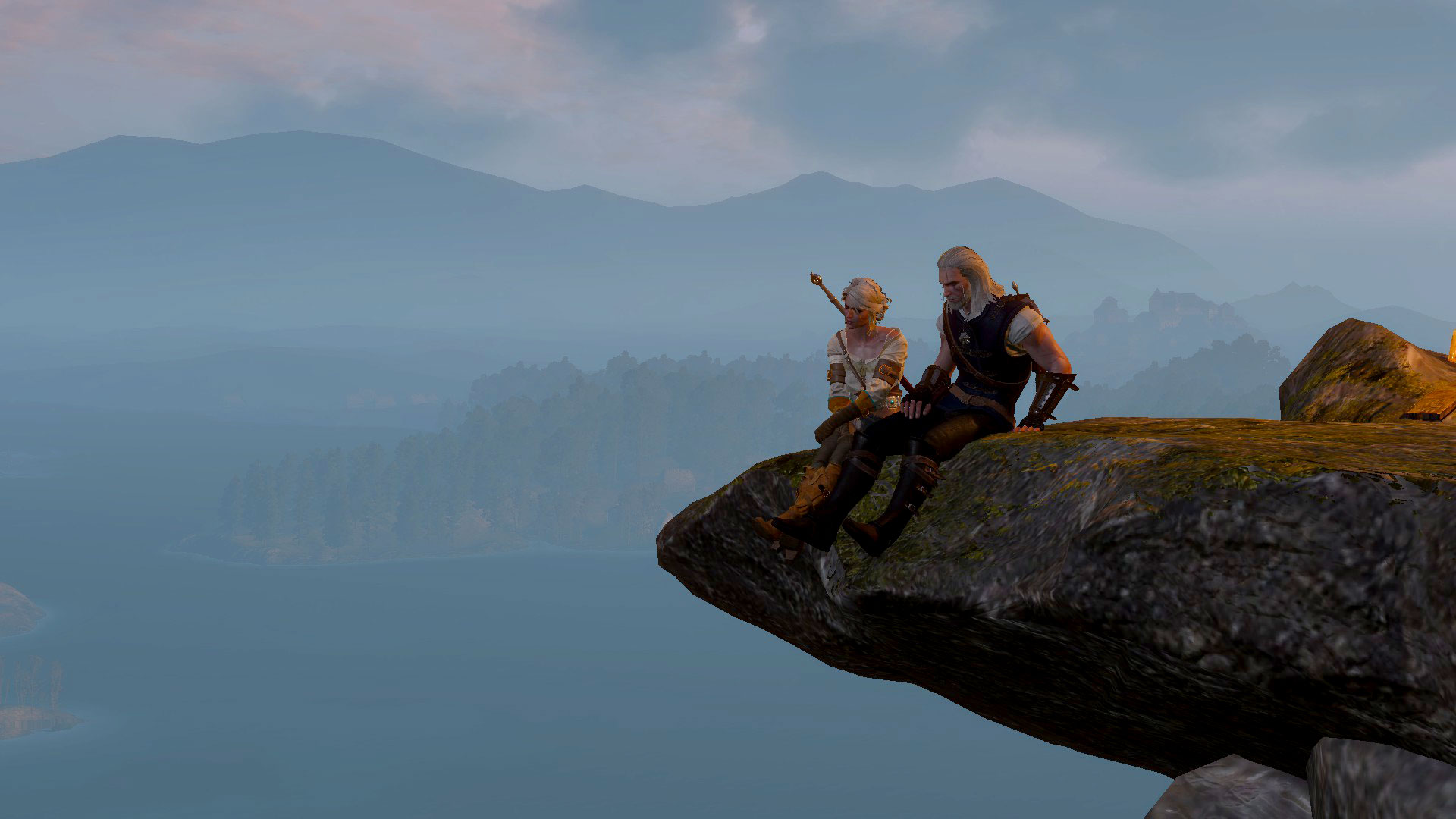 Ciri And Geralt On A Ledge